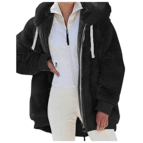 Fannyouth Women's Full Zip Fleece Jacket Stand Collar Fuzzy Fluffy Warm Winter Sherpa Coat #Paywt1031 *1139-Christmas Clothes #TOP1