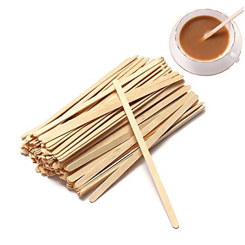 Symphonyw Kaffeerührstäbchen, 200 Stück Holzrührer für Kaffee, Tee, Milch, Saft, EIS am Stiel, Basteln (11 cm) Cover