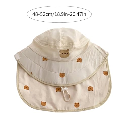 Kids Sun Protections Hat with Neck & Ear Adjustable Beach Hat Child Travel Hat Portable Sun Hat for Boy & Girls Beige3