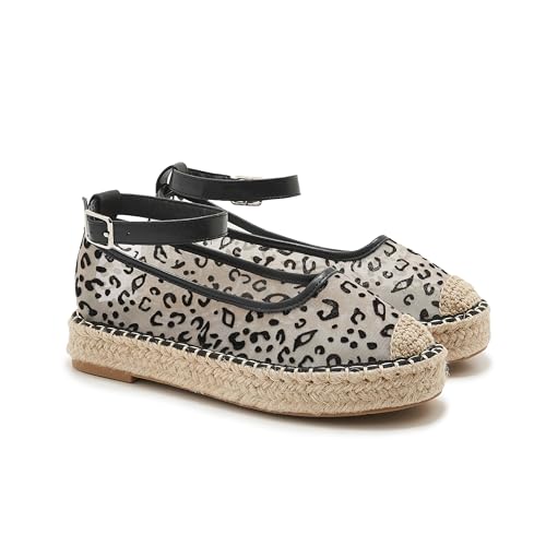Mary Jane Espadrilles for Women Round Toe Ribbon Ballet Flat Espadrille Platform Sole Flats Comfortable Dress Shoes2