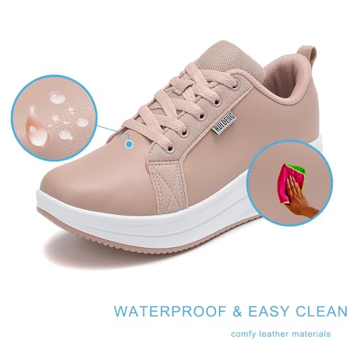 Image of RUIDENG Platform Sneakers for Women Walking All Day | Slip Resistant Work Shoes for Women Comfortable | 2 Inch Thick Wedge Rocker Bottom