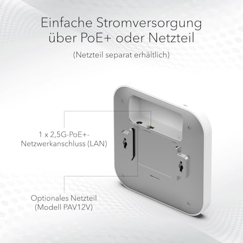 NETGEAR Wireless Access Point (WAX610) – WiFi 6 Dualband AX1800 | Bis zu 200 Client-Geräte | 1 x 2,5G-Netzwerkanschluss (LAN) | 802.11ax | Insight Remote Management | PoE+ | Netzteil (nicht enthalten)