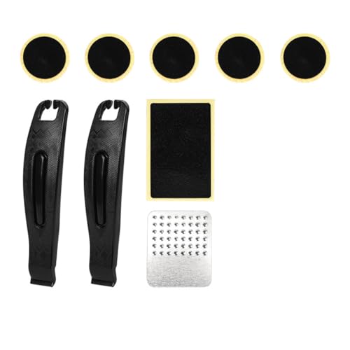HOUSON Kit de reparación de neumáticos sin pegamento para bicicletas – Incluye parches, desmontadores de neumáticos y lima de llantas, compacto (44,5 g) para bicicletas de montaña y carreras