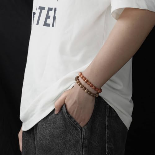 MILAKOO 5Pcs Sandalwood Stretch Bracelets for Women Men with Hematite Stone Cross Mala Beads4