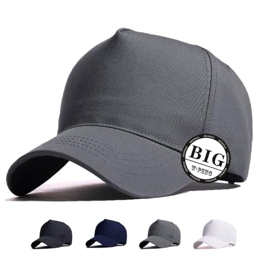 MUNULA Oversize XXL High Crown Baseball Cap Big Head Hats for Men Dad Hat Adjustable Plain Running Cap 23.6"-25.6", Gray, XXL-3XL