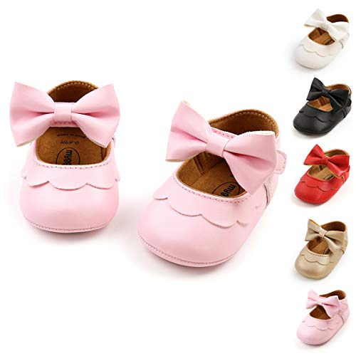 Soft Sole Baby Girl Shoes,Bowknot Mary Jane Flats Non-Slip Toddler Walking Shoes Princess Wedding Dress Shoes
