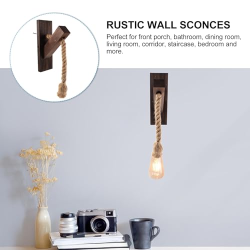 Lámpara de pared iluminación cálida de madera estilo retro Alipis 5
