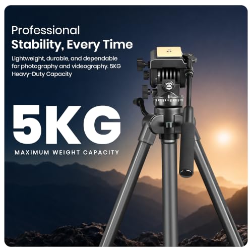 Image of Simpex VCT-691 Professional Camera Tripod Stand, 5kg Load Capacity with 3-Way Pan Head & Bubble Level, Compatible with DSLR, Mirrorless, Mobile, GoPro & Video Cameras(Black)