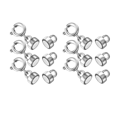 HOLAILS Magnetic Necklace Clasps and Closures,Silver Plated Jewelry Clasps Converters for Bracelet Necklaces Anklet Chain(6Pcs Silver)