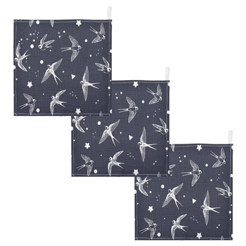Image of vvfelixl Swallow Bird Baby Burp Cloths Baby Muslin Washcloths for Boys Girls Cotton Baby Face Towel for Newborn Infants Soft and Absorbent 11.8 X 11.8 in, 5 Pack