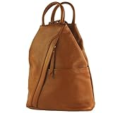 modamoda de - t180 - ital borsa da donna zaino in nappa, colore:cognac