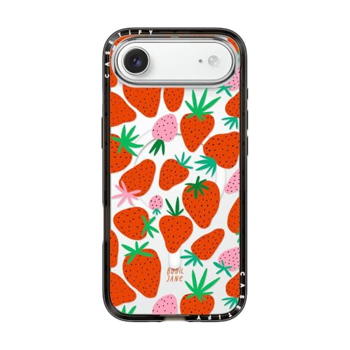 CASETiFY Compact iPhone 17 Pro Case [Slim and Sleek/Compatible with Magsafe / 4 ft. 2X Military Grade Drop Protection] - Strawberries - Clear Black by CASETiFY - Used condition - US$29.72
