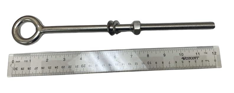 US STAINLESS Stainless Steel 316 Eye Bolt 1/2" x 12" UNC(1/2"-13 Pitch) Short Thread Marine Grade