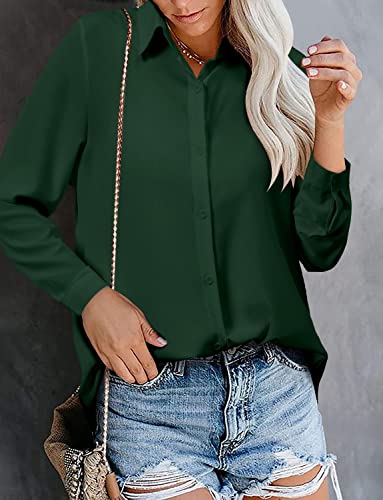 Image of Magritta Women's Shirts Fashion Casual Loose Fit Long Sleeve Button Down Lightweight Collared Blouse Tops
