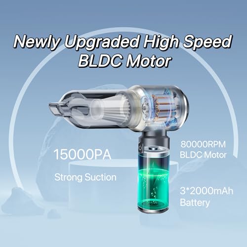 Image of Sharperlife Portable Handheld Vacuum Cordless Cleaner, Rechargeable with 15000Pa Strong Suction for Car, Home and Camping, 30mins Runtime, Lightweight, Eco-Friendly Packaging