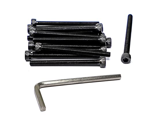Image of iexcell 10 Pcs M6 x 75mm Thread Pitch 1 mm Alloy Steel 12.9 Grade Hex Socket Head Cap Screws Bolts Kit, Black Oxide Finish