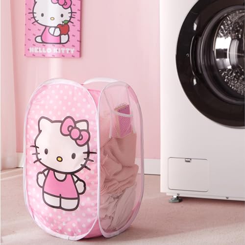 Image of Idea Nuova Sanrio Hello Kitty Pop-Up Hamper,Collapsible Laundry Basket with Durable Handles,Lightweight Storage Bin for Kids' Bedroom, Nursery, or Playroom,Pink