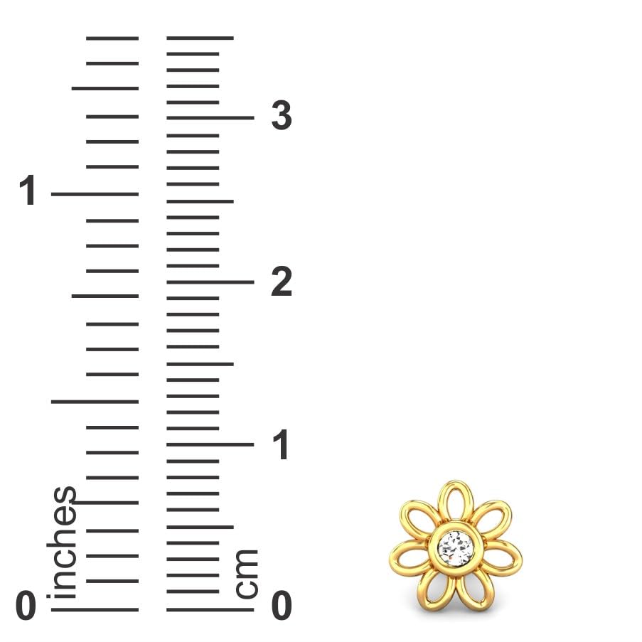 CANDERE - A KALYAN JEWELLERS COMPANY Yellow Gold 18K (750) BIS Hallmark Flower Shaped SI IJ Diamond Nosepin for Women - Image 5