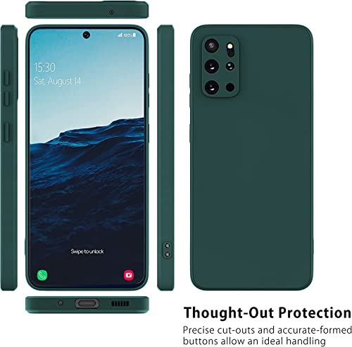Image of DIZORO Liquid Silicone Case with Microfiber Coushioning Compatible for Samsung Galaxy S20 Plus Shockproof Slim Back Cover, Gel Rubber Full Body Protection - Forest Green
