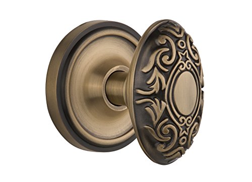 Nostalgic Warehouse Classic Rosette with Victorian Door Knob, Passage - 2.375, Antique Brass