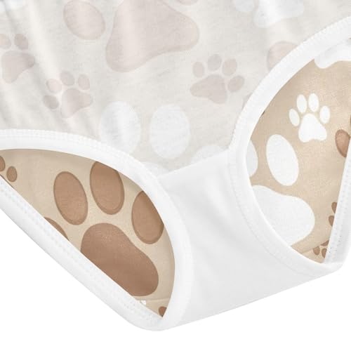 Toddler Panties, Dog Paw Prints Brown White Cotton Girls Underwear, 2–8 Years4