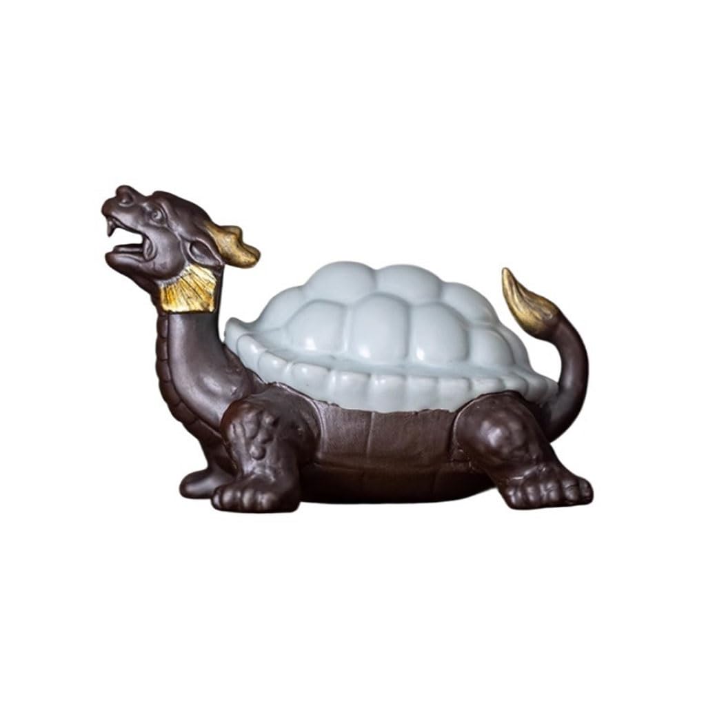 SAMCIOI Tea Pet Kung Fu Tea Set Home Living Room Decoration Small Ornaments Tea Table Chinese Style Ceramic Turtle Pet Teaware Ornaments(B)