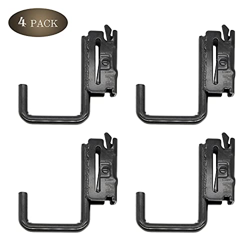 Onesnt E-Track Steel J Hooks Tie Down for X-Track Systems Tie Down Anchor Points Enclosed Trailers, Use as Hanger, Shelf Bracket, Support Beams, Trailer, Truck, Pickup, Cargo Van（Pack of 4 Black）
