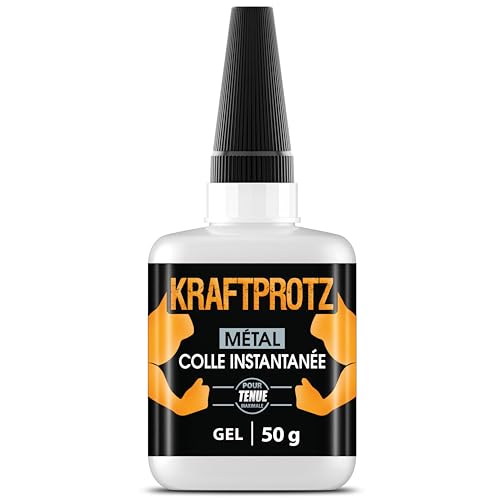 Colle métal extra forte gel 50 g – super glue transparente pour aluminium, acier, cuivre & fer – résiste à l’eau & à la chaleur – gel anti-coulure avec pointe anti-séchage – réparation métal propre