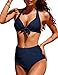 heekpek Costumi da Bagno Donna Stampa con Spalline Annodato sulla Schiena Slip Due Pezzi Push Up Imbottito Regolabile Reggiseno Sportivi Swimwear Soft Spiaggia Vita Alta Estate Brasiliano Beachwear