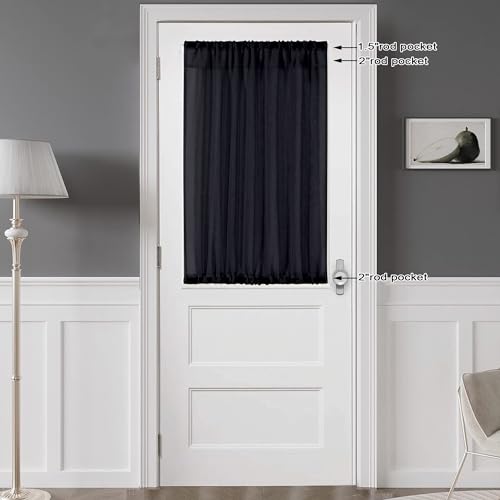 Image of Chyhomenyc Sheer Curtains 36 Inch Length, Short Voile Sheer Window Curtians for Small Window Bathroom Cafe Living Room Farmhouse, 2PCS, 42W x 36L inches, Rod Pocket, Black