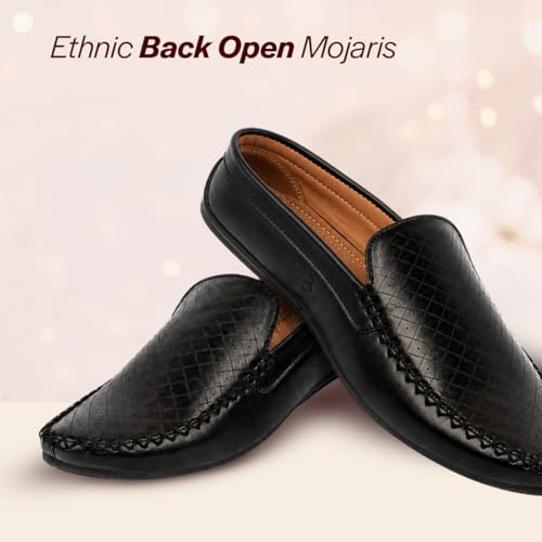 Image of FAUSTO Mens Perforated Stylish Driving Moccasins | Half Shoes for Office & Outings | Driving Loafers | Casual and Formal Mules | Soft Cushioned Insole