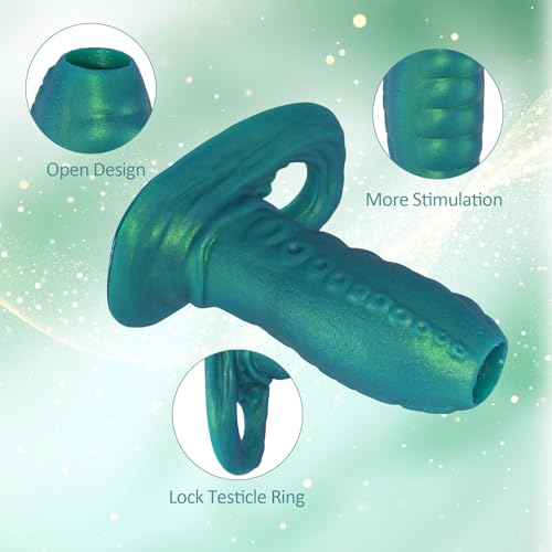 Image of Penis Sleeve Male Sex Toys with Cock Ring, 4.3IN Ultra-Soft Reusable Penis Extender, Elastic Silicone Penis Ring to Enlarge Prolong for Men & Couples