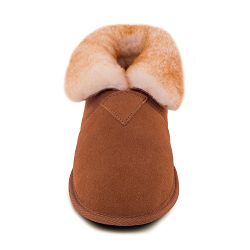 Image of Cloud Nine Men's Soft Sole Sheepskin Booties with Suede Leather | 100% sheepskin lining, soft suede sole, roll-up cuff, breathable warmth, lightweight flexibility, indoor comfort