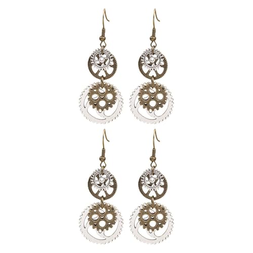 2 Paires De Boucles d'oreilles en Forme D'Engrenage, Crochets d'oreilles Rétro Personnalisés, Boucles d'oreilles Créatives, Boucles d'oreilles De Style...