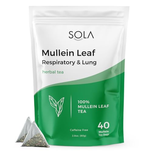 Image of Mullein Leaf Tea Bags - Lung Cleanse and Respiratory Support Sinus Tea, Caffeine Free, Herbal Teas for Cough, Digestion, and Immune mullen tea, 40 Mullein Tea Bags for Lungs