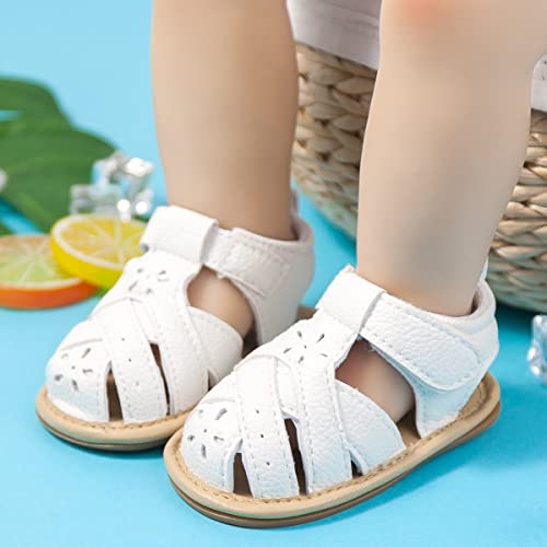 Babelvit Infant Baby Girl Boy Sandals Comfort Premium Summer Outdoor Casual Beach Shoes with Flower Bowknot Anti Slip Rubber Sole Newborn Toddler Prewalker First Walking Shoes by Babelvit - Image 2