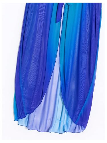 OYOANGLE Women's Ombre Sheer Belted Long Beach Kimono Cover Ups Lightweight Cardigans Resort Wear4