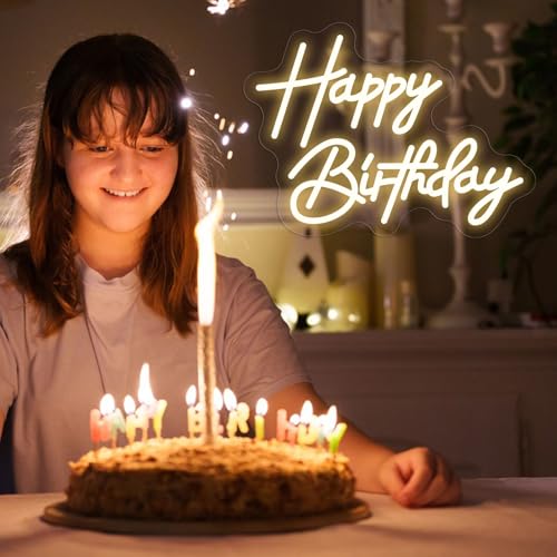 Image of Happy Birthday Neon Sign For Birthday Party16.5 inch*10.5 inch Neon Happy Birthday Led Neon Light For Party Backdrop Wall Decor With Dimmable Switch Birthday Light Up Sign Birthday Gift