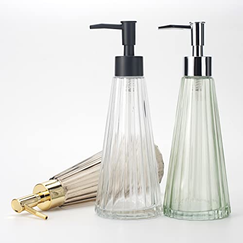 Image of IVAILEX 10oz /300ml Hand Soap Dispenser Bathroom, Kitchen Soap Dispenser, Glass Soap Dispenser with Black Rust Proof Pump, Liquid Soap Dispenser with Elegant and Beautiful Color (Clear)