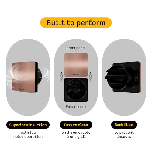 Image of atomberg Studio Exhaust Fan 150mm (6 Inches) | BLDC Motor | 6.8W| Low Noise | 2000 RPM| Ideal for Bathroom,Kitchen | Easy to Clean | Installation-Round Cut (153mm) | 2 Years Warranty | Rose Gold