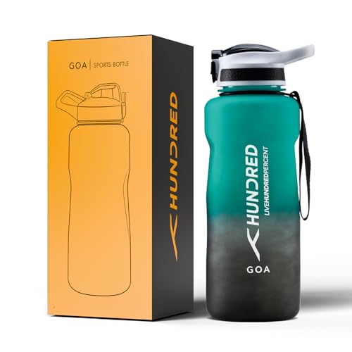 Image of Hundred Goa 1.5 Litre Water Bottle | 1500ml / 52oz | BPA Free | One Key Open Safety Lock | Spill and Leak Proof Sports, Travel, Gym Bottle (Green /Black)
