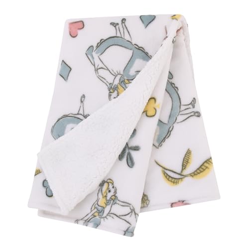 Image of Disney Alice in Wonderland Light Blue, Pink, Yellow, and White Super Soft Plush Sherpa Baby Blanket