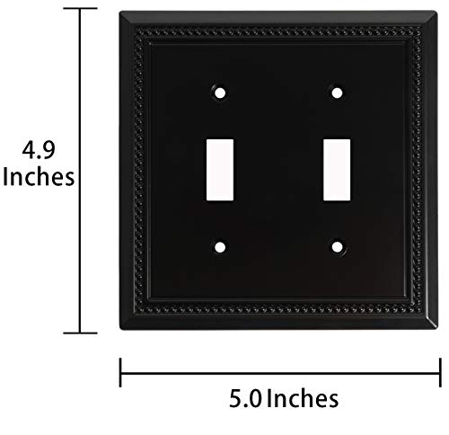 Image of Henne Bery Sunken Pearls Heavy Duty Decorative Wall Plate Switch Plate Outlet Cover (Double Toggle, Matte Black)