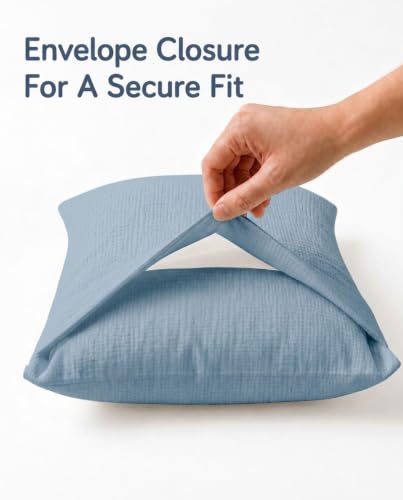 Image of Toddler Pillowcases for 13 inchx18 inch Pillow 2 Pack, Muslin Small Toddler Baby Kids Travel Pillow Covers for Boys Girls with Envelope Closure (Costume Blue, 13 x 18 Inch)