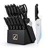 imarku Knife Set with Block, Sharp Knife Set with Built-in Sharpener, Stainless Steel Kitchen Knife Set with Non-Slip Ergonomic Handle, Dishwasher Safe, 14 PCS Professional Knife Set for Gift, Black