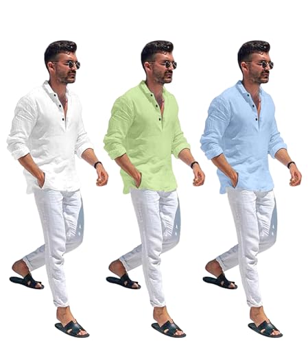 Image of Combo of Men Solid Cotton Blend Straight Kurta Shirt Pack of 2