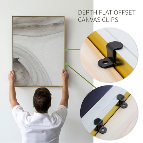 Image of 40pcs 1 /2 inch Depth Flat Offset Canvas Clips Black Metal Photo Frame Clips with Screws Z Shape Mirror Clamps Heavy Duty Offset Mirror Clips for Picture Framing