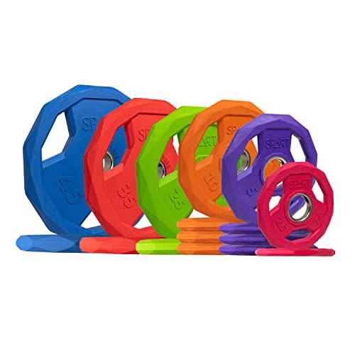 Image of SPART Color Coded Weight Plate 2-Inch Rubber Coated Olympic Grip Plate for Barbell, Solid Cast Iron Weight Plates for Strength Training, Weightlifting, Crossfit, Home Gym, 2.5LB /5LB /10LB /25LB /35LB /45LB, Pair