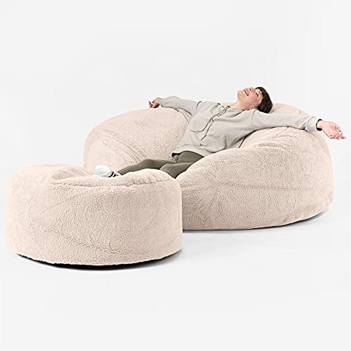 Lounge Pug - 'Mega-Mammoth' Sofa Sitzsack XXL - Schlafsofa - Teddy Kunstfell Creme – Bild 3