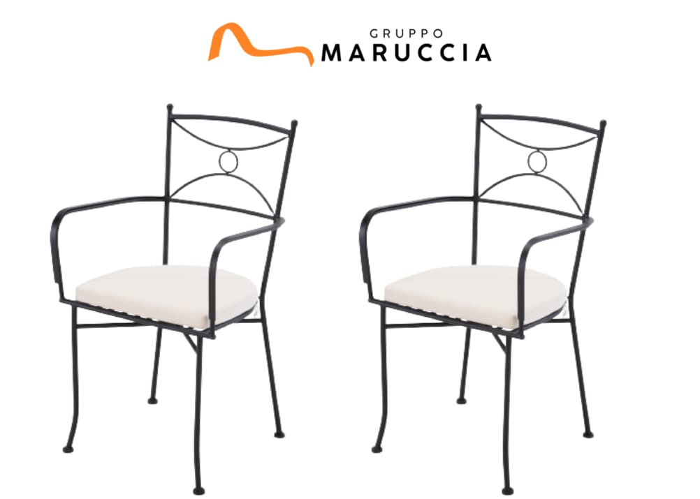 Gruppo Maruccia - Set Tavolo e Sedie da Giardino con Mosaico in Ceramica - 1 Tavolo Rettangolare - 2 Poltrone e 4 Sedie con Cuscini